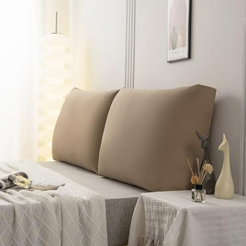 GYCS Almohada Lectura, Respaldo Cama, Reposacabezas Sofa, Almohada De Lectura para Cama, Cojín con Respaldo Apoyo Lumbar, Cojín con Forma De Cuña para Cama Y Sofá,Caqui,1 pc90x58x18CM