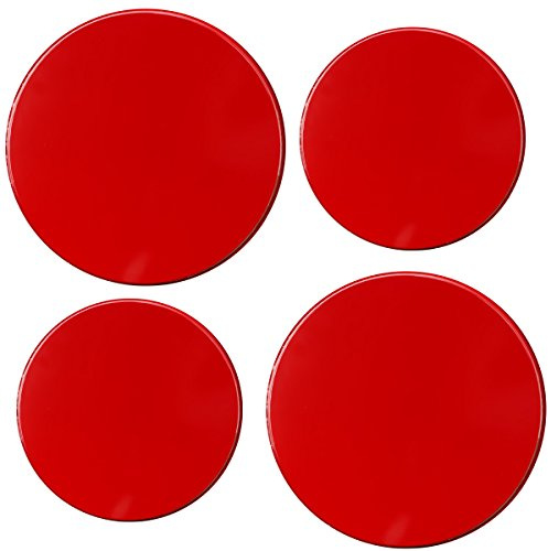 Reston Lloyd, Burner Covers For Electric Stovetop, Decorative Lightweight Tin Covers, Set of 4 (2-8 inch & 2-10 inch), Conceals Messy Drip Pans, Red