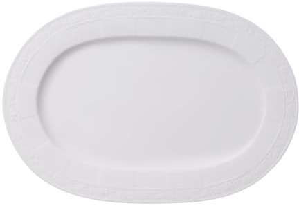 Villeroy & Boch White Pearl Fuente Ovalada de 35 cm de Diámetro, Porcelana, Blanco, 35x35x6 cm