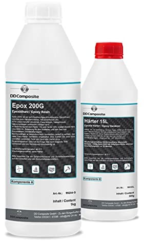 DD Composite Epoxidharz 200G mit Härter 15L 1,3kg Universal-System Beschichtungen Handlaminat Vakuuminfusion Faserwickeln hohe Festigkeit Bootsbau
