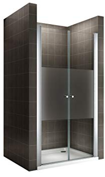 i-flair Duschtür LIMA mit Pendeltüren, Verstellbereich von 88-92 cm Höhe: 195 cm Nischentür Duschabtrennung aus teilsatiniertem 6mm NANO ESG Sicherheitsglas - DTMF 195