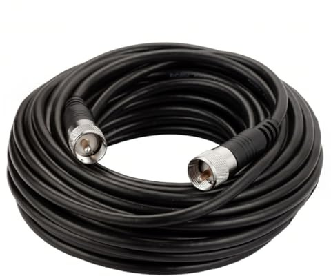 RFAdapter RG8x Coaxial Cable, CB Coax Cable, 50ft UHF PL259 Male to Male Low Loss CB Antenna Cables, 50 Ohm for HAM Radio, Antenna Analyzer