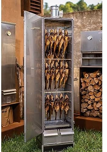 Doppelwandig isolierter Räucherofen m. Rohranschuss Cr-Edelstahl 150x39x33cm