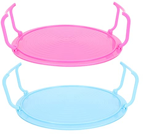 TOPBATHY 2pcs Multifunctional Steamer Rack Kitchen Storage for Microwave for Layered Cooking and Organizing Material Blue Rose Red