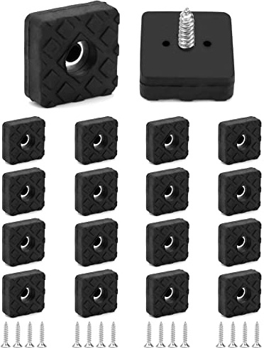 QWORK® 18 Pezzi Piedini Gomma Antiscivolo 22x22x9 mm, Gommini Sedie Quadrati con Vite per Tavolo, Scrivania, Sedia, Divano - Nero