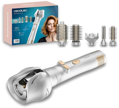 Cecotec Spazzola ad Aria 6 In 1 Ceramiccare 6In1 Gyro. 1100W, 6 Testine, Arricciatura Automatica, Cavo 360º, Ceramica, Design Multifunzionale, Acconciature Veloci, Senza Crespo, Stile Professionale