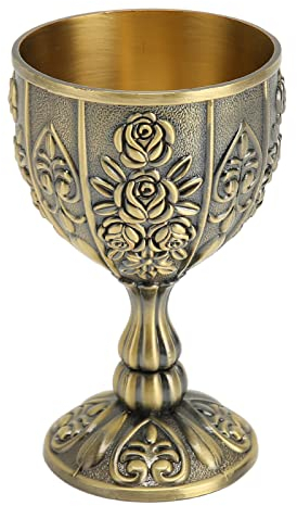 Gobelet Calice, Verre à Vin En Métal Coupe à Liqueur Fleur Coupe à Vin En Relief Pour la Décoration De Fête De Mariage(Bronze)