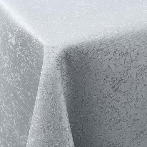 Spotjoy Tischdecke Abwaschbar Rechteckig 140x240cm Polyester Tischwäsche Jacquard Garten Tafeldecke Ornamente Pflegeleicht - Grau
