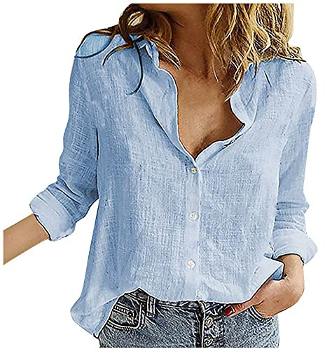 Chic blus damer elegant långärmad – linneblus festlig linneskjorta oversize v-ringad tunika slim fit skjorta linne tröja kvinnor topp stora storlekar t-shirts vår sommar toppar
