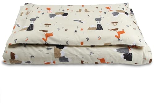 schlummersack Kinder Bettwäsche Set 100x135 Bergtiere aus 100% Baumwolle, Wendbar, mit Reißverschluss, Oeko-Tex