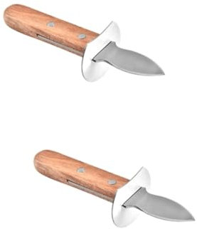 Garneck 2 Stk Austernmesser aus Edelstahl Austern öffnen Werkzeug Austernmesser mit Holzgriff Meeresfrüchte-Shucker Schalentiere Korkenzieher Küchenwaren Austernschäler rutschfest Suite
