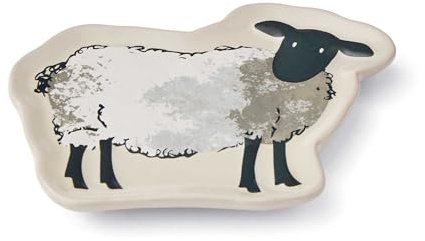 Cooksmart Porta-bustine da tè in ceramica dal design britannico, piatto per bustine di tè usate, piatto per bustine di tè dal design moderno, piatto per tutte le case o gli uffici – Highland Sheep