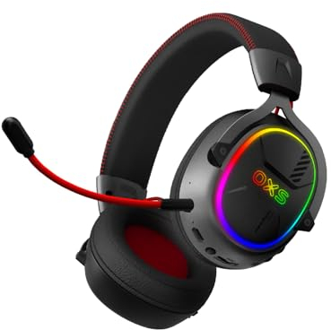 OXS Storm G2 Auriculares Inalámbricos para Gaming, Sonido Surround Virtual 7,1, Baja Latencia de 2,4 GHz, Driver de 50 mm, 40 Horas de Autonomía, luz RGB, Bluetooth 5.3, para PC, Consola y Teléfono