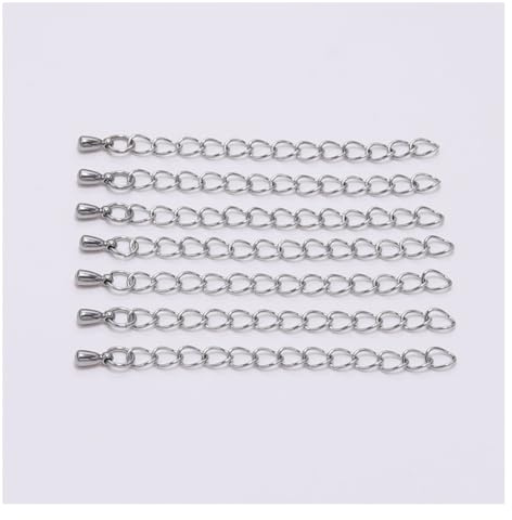 Wisafory 100 stycken kedjeförlängning rostfritt stål smycken kedjor lödda förlängningskedja förlängning för gör-det-själv armband örhänge halsband nyckelring smyckestillverkning 5 cm