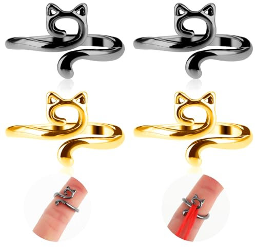 YUXIANLB Häkelring Für Finger Metall Offene Garnführung Häkelringe Verstellbar Geflochten Schnelleres Stricken Fingerhut Zubehör Für Häkeln Mutter Oma Geschenke 2 Schwarz 2 Gold 4 Stück