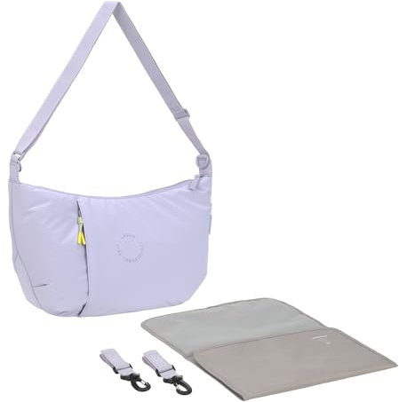 LÄSSIG Baby Wickeltasche zum Umhängen mit Wickelunterlage, Kinderwagenbefestigung, wasserabweisend/GRE Lunua Bum Bag lilac