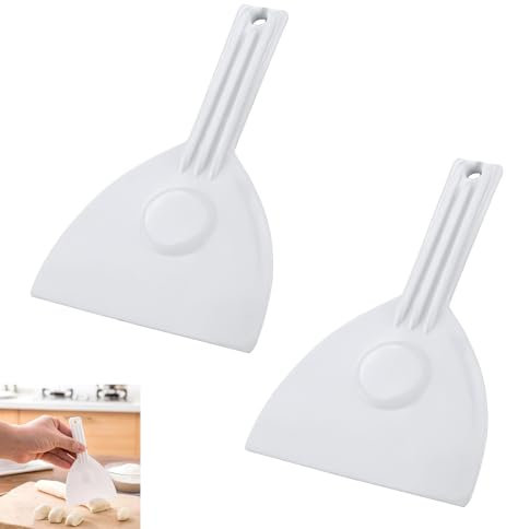 2 Pezzi Spatole per Impasti e Pizza Flessibili, Raschietto Salvaspazio in Plastica Alimentare per Pizza, Utensili per Tagliare e Raschiare Pasta, Spatola Salvaspazio con Fori di Sospensione, Bianco