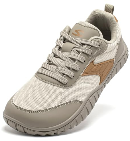HOBIBEAR Scarpe larghe a piedi nudi da donna e uomo, minimaliste, per trail running, escursionismo, comode e leggere, Beige, 41 EU