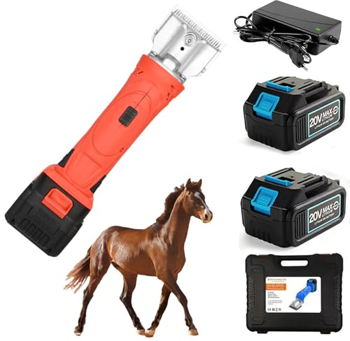 Sladdlösa Hästklippare 500w, Professionell Hästtrimmer Med 2 Laddningsbara Batterier, 6-växlad Elektrisk Skötselsax, Avtagbara Kolstålblad, Kraftfulla Clippers Professional Trimmer red