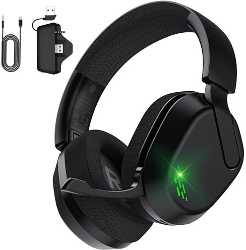 Gvyugke Xbox Headset with MIC, Wireless Gaming Headset for Xbox Series X or S, Xbox One, PS5, PS4, PC and Mobile - 2.4GHz USB & Type-C Ultra Stable Gaming Headphones, Flip Microphone(Black)