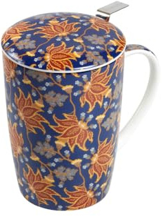 TEA SHOP - Tazza da tè con filtro e coperchio - Tazza Super Jumbo Paisley Dreams - Tazza per tè e infusi in porcellana - Tazza con infusore per tè