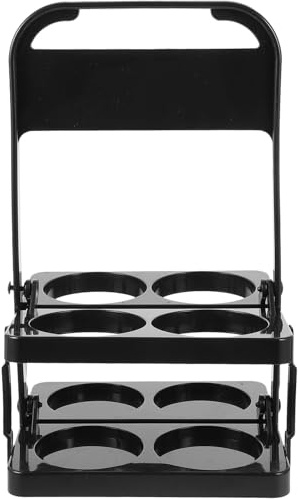 DIYEAH Soporte Plegable para Cerveza y Vino Negro 4 Botellas Asa Portátil para Bebidas y Fiestas Cesta Práctica para Botellas y Latas Portabotellas Compacto para Bar y Hogar