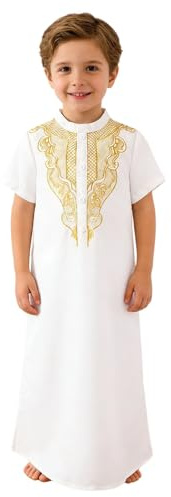 Générique Musulman Djellaba Enfant,Enfants Vêtements de Prière,Robe Arabe pour Garçons,Longues Kaftan,Musulman Robes Arabes Jubba Thobe,Kurta Dishdasha Garçons Eid Costume
