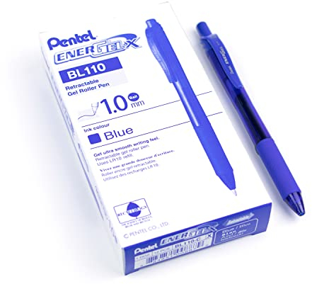 Pentel BL110-C Gel-Tintenroller EnerGel mit Druckmechanik 1 mm, 12 Stück, blau