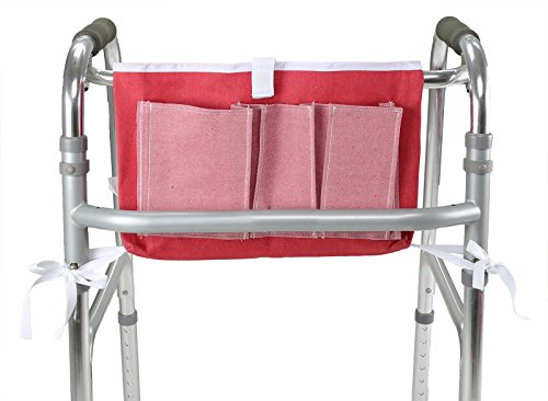 ObboMed MY-5910N Rollator, Gehgestell Tasche, mit mehreren Stautaschen, Reisetasche, Klettverschluss und Bändern zur stabilen Befestigung, Baumwoll-Polyester; Rosa
