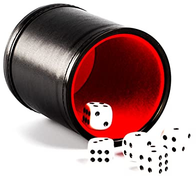Magic Vosom Felt Lined Professional Dice Cup with 5 Dice Quiet for Yahtzee Game (1 PCS)