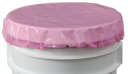 5 Gallon, Anti-Static, Shower Cap Barrel & Drum Cover, Pink, 4 mil- 5 Pack