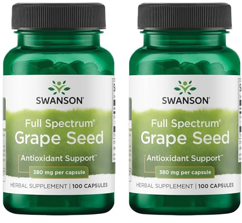 Swanson Grape Seed Heart Antioxidant Free Radicals Healthy Blood Pressure Support Polyphenols OPCS Herbal Supplement 380 mg 100 Capsules (2 Pack)
