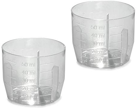 hitools 2 misurini in plastica, 50 ml, trasparenti, 5/10/15/20/25/30/35/40/45/50 ml