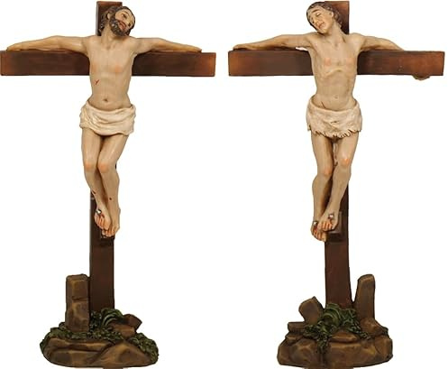 FADEDA 2 personaggi della passione: 2 vassoi/altezza: 10 cm/dipinti a mano/statuette fedeli ai dettagli, decorazione per tavolo di Natale, accessori per presepe