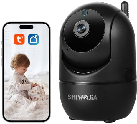 SHIWOJIA Caméra Wi-FI intérieure caméra de Surveillance avec Vision Nocturne, Audio bidirectionnel, détection de Mouvement, TUYA Smart Life Camera