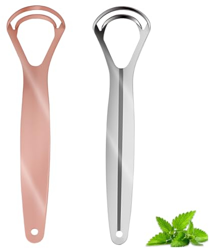 CPSYTE Zungenreiniger mit doppeltem Schaberkopf, hilft bei der Mundhygiene, gegen schlechten Atem, Metall-Zungenreiniger, Zungen-Schaber für Erwachsene, Reisefreundlich