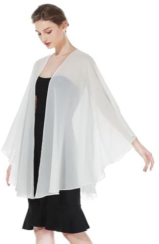 BEAUTELICATE Chiffon Kimono Cardigans Women Oversized Bolero Shrug Sheer Cover Up With Arm Holes For Summer Wedding Evening Bridal Bridesmaids Mother of The Bride