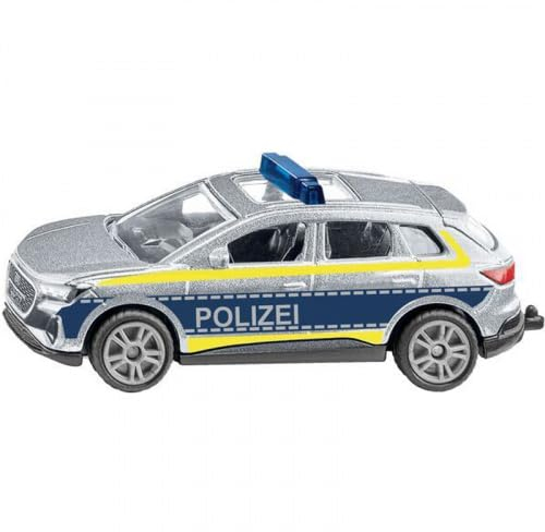 siku 1552, Audi Q4 e-tron Polizei-Einsatzfahrzeug, Metall/Kunststoff, Blau/Silber, Spielzeug-Auto für Kinder, Gummierte Reifen, Anhängerkupplung