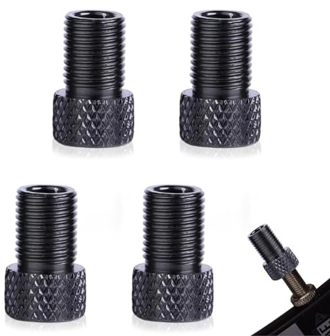 4 Pcs Legierungs-Adapter, Adapter Französisches Ventil, Ventiladapter Fahrrad, Fahrrad Autoventil Ventiladapter, Fahrrad-Ventil Adapter Set für Fahrräder, E-Bikes und E-Scooter - Reifen