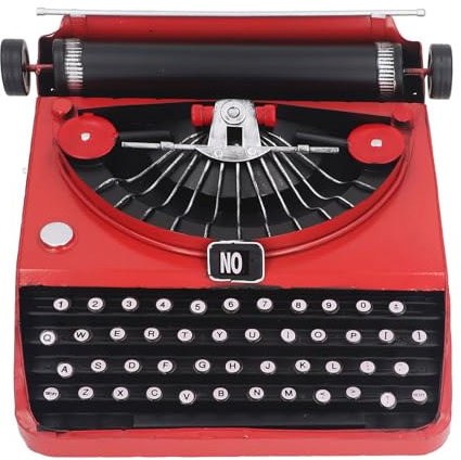 JTBDWOSK Vintage Schreibmaschine Modell, Eisen Retro Schreibmaschine Tischdekoration Sammlerstück Display Modell Spielzeug, Kreative Geschenkidee für Häuser Büros Studios Cafés,Rot