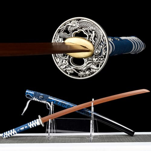103cm Bokken fait main,lame en bois d'ipe naturel et fourreau en bois massif peint en aérosol,épée samouraï en bois d'entraînement Kendo,katana en bois pour cadeaux,présentoirs,cosplay,accessoires