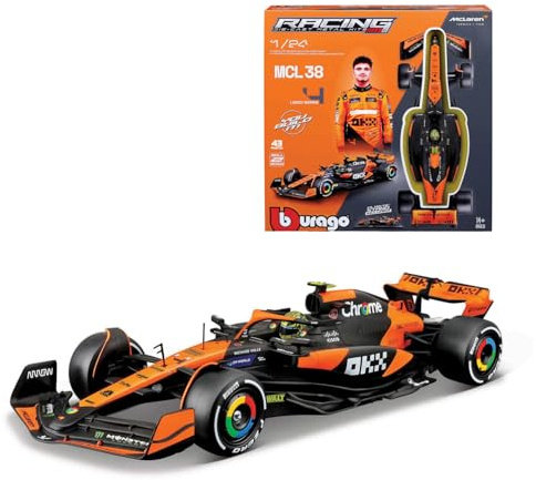 Bburago Model Kit McLaren MCL38 (2024) #4 Norris 1:24 Scale, 42-Piece Assembly Kit, Detailed F1 Replica with Official Licence