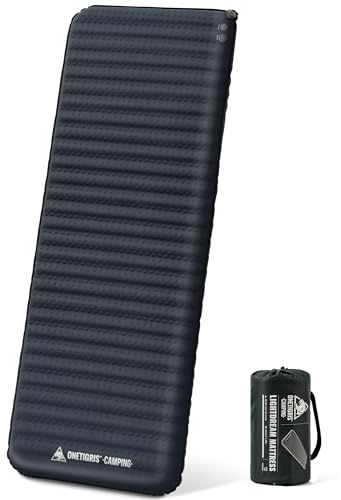 OneTigris LIGHTDREAM Matelas isolant auto-gonflant ultra léger, 5 cm d'épaisseur, matelas de camping pliable, matelas autogonflant pour tente, routard, trekking, voyage en voiture (valeur R 4,5)