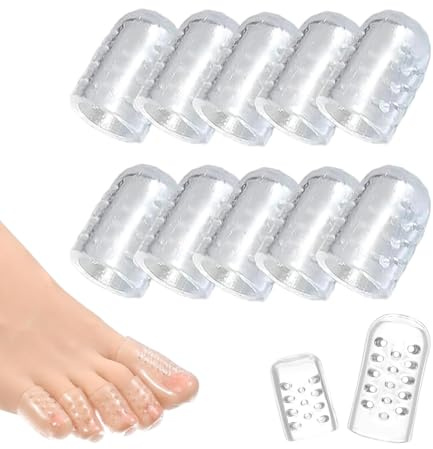 MUNZE 10 Piezas Protector Dedo Gordo Pie,Prote-Ctor Dedos Pie Silicona Transpirable,Cubiertas De Dedos,Para Ampollas,Callos,Alivio Del Dolor De Fricción Y Mucho Más.