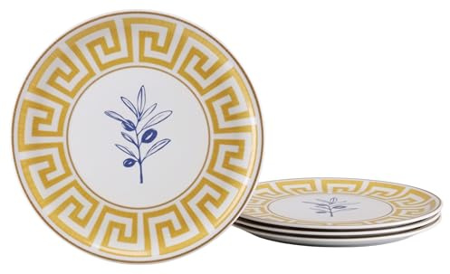 Creatable, 24751, serie Gourmet Athena, 4-delat porslinsset för 4 personer, pizzatallrikar av porslin, diskmaskins- och mikrovågsugnssäker, tillverkad i Europa