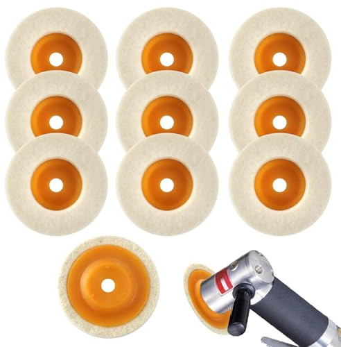 10 unidades de disco de pulido de 75 mm, amoladora angular, disco de lana, accesorio de pulido, amoladora angular, herramienta para pulir vidrio, acero inoxidable, cerámica, coche