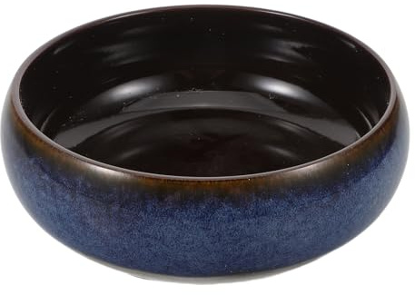 VICASKY Coupe en Céramique Forme Lotus 20 CM Bleu Émaillé Pot Hydroponique pour Plantes D’Intérieur Nénuphars Succulentes Jardinière Bol pour Bonsaï et Orchidées