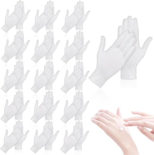 36 guantes de algodón blanco para dormir las manos secas, guantes suaves para dormir para hombres y mujeres, para eccema e hidratación durante la noche, guantes de spa elásticos para inspección de