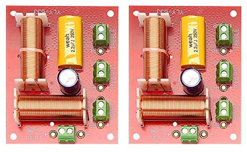 Ehwisbe 2Pcs 200W 3 Way Audio Speaker Crossover Treble + Midrange + Crossover Speakers Filter Frequency Divider