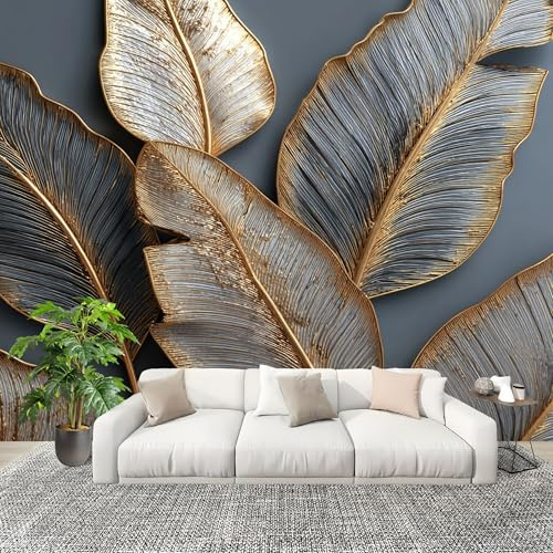 Carta Da Parati Murale H D 300x210 cm 3d Stile Metallico Piante Carta da Parati Fotografica decorare Casa Rimovibile Grigio Per Bagno Cucina Sala Pranzo Gabinetto Casa Degli Ospiti